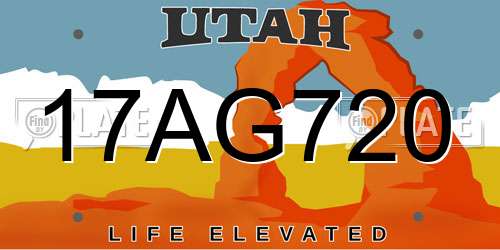 17AG720 Utah License Plate