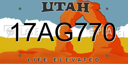 17AG770 Utah License Plate