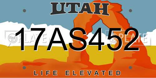 17AS452 Utah License Plate