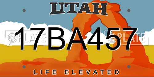 17BA457 Utah License Plate