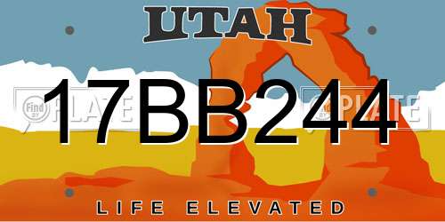 17BB244 Utah License Plate