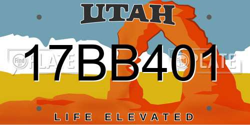 17BB401 Utah License Plate