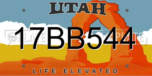 17BB544 Utah License Plate