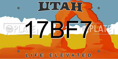 17BF7 Utah License Plate