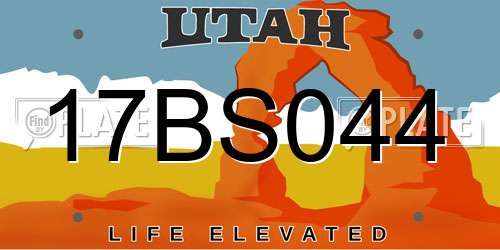 17BS044 Utah License Plate