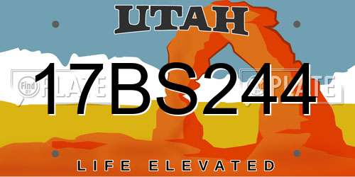 17BS244 Utah License Plate