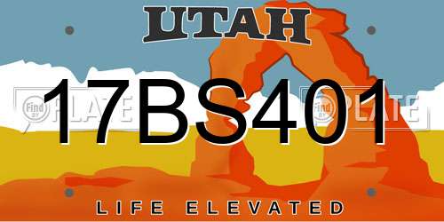 17BS401 Utah License Plate