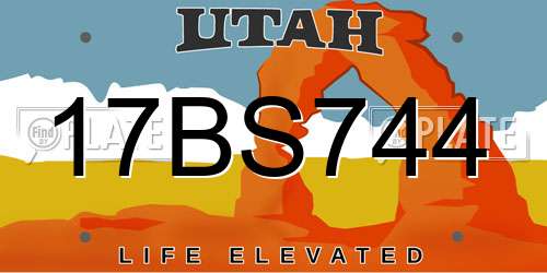 17BS744 Utah License Plate