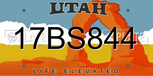 17BS844 Utah License Plate