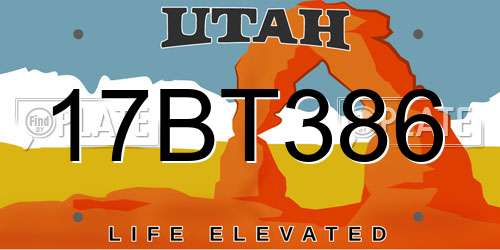 17BT386 Utah License Plate