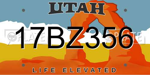 17BZ356 Utah License Plate