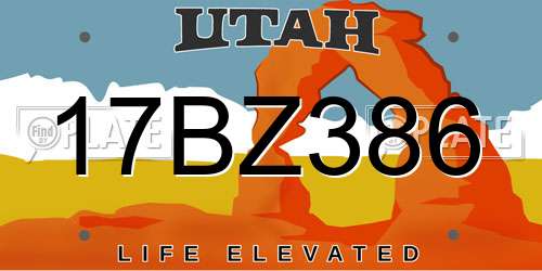 17BZ386 Utah License Plate