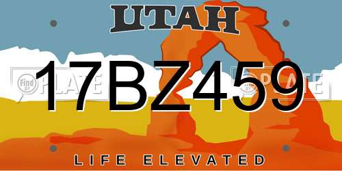 17BZ459 Utah License Plate