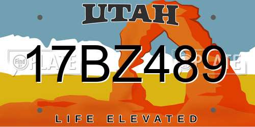17BZ489 Utah License Plate