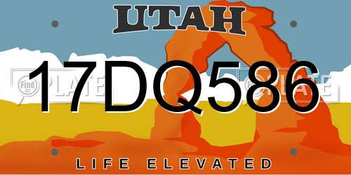 17DQ586 Utah License Plate