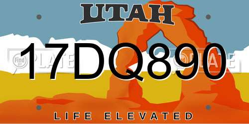 17DQ890 Utah License Plate