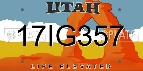 17IG357 Utah License Plate