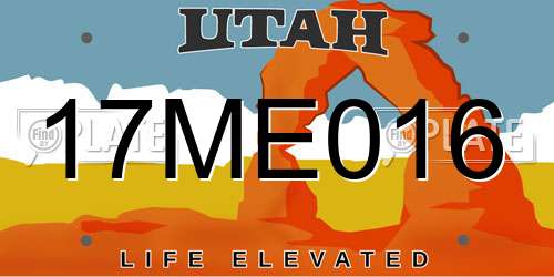 17ME016 Utah License Plate