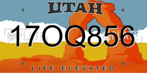 17OQ856 Utah License Plate