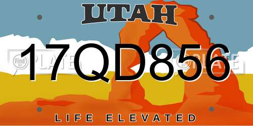 17QD856 Utah License Plate