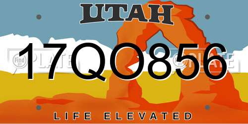 17QO856 Utah License Plate