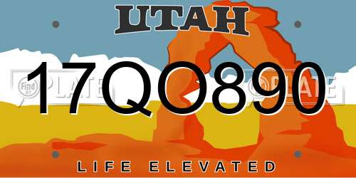 17QO890 Utah License Plate