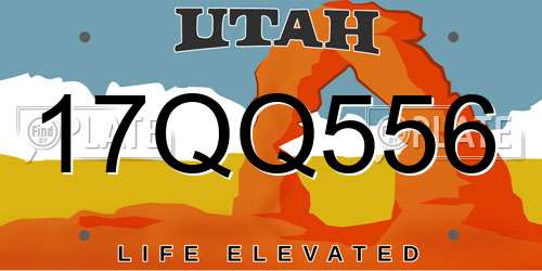 17QQ556 Utah License Plate