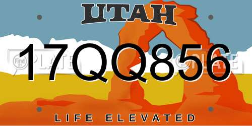 17QQ856 Utah License Plate