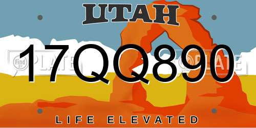 17QQ890 Utah License Plate