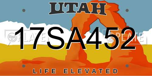 17SA452 Utah License Plate