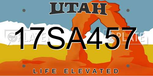 17SA457 Utah License Plate