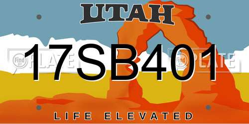 17SB401 Utah License Plate