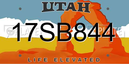 17SB844 Utah License Plate