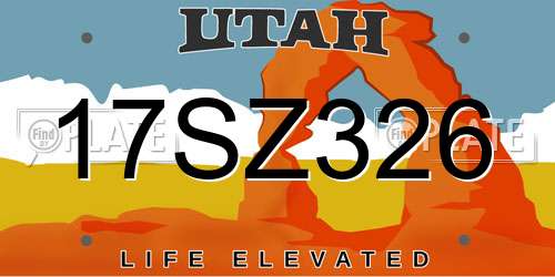 17SZ326 Utah License Plate