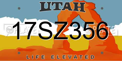 17SZ356 Utah License Plate