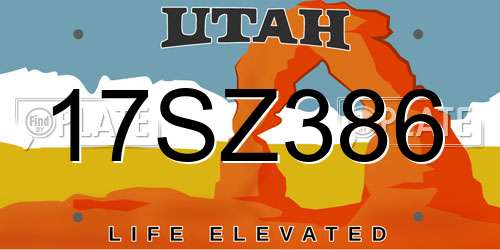 17SZ386 Utah License Plate