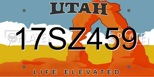 17SZ459 Utah License Plate