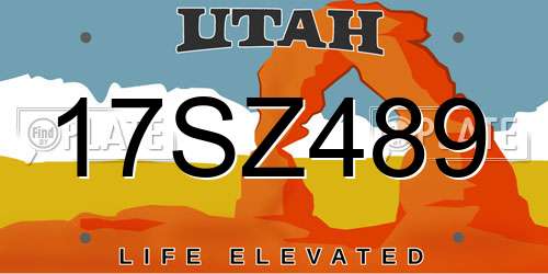 17SZ489 Utah License Plate