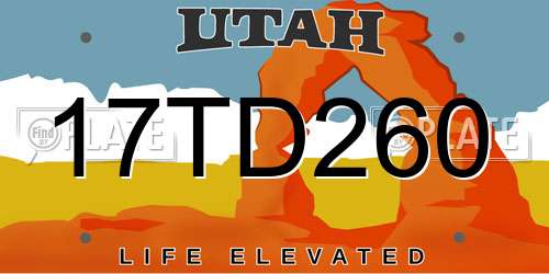 17TD260 Utah License Plate