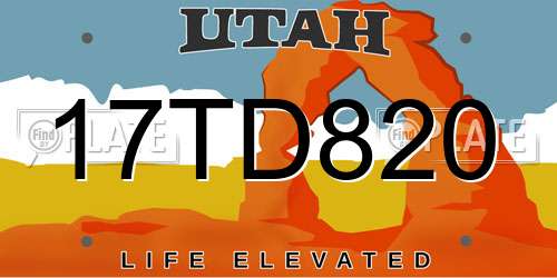 17TD820 Utah License Plate