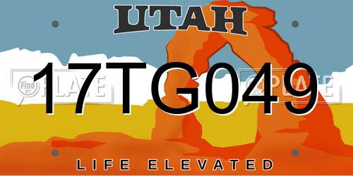 17TG049 Utah License Plate