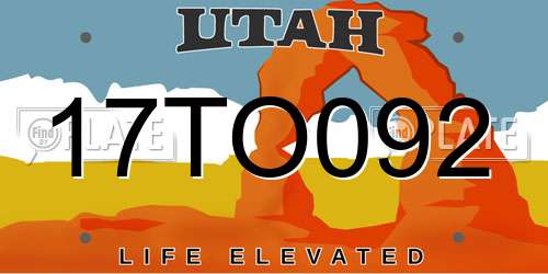 17TO092 Utah License Plate