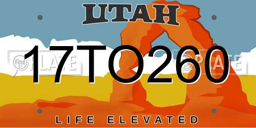 17TO260 Utah License Plate