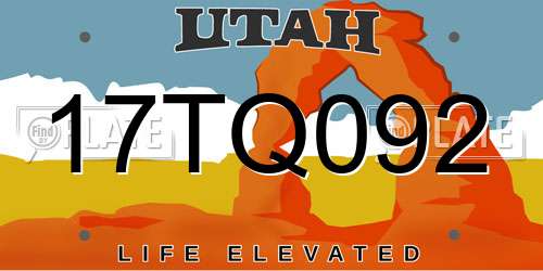 17TQ092 Utah License Plate