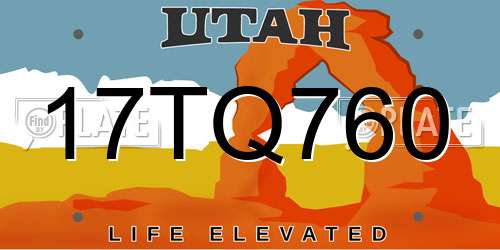 17TQ760 Utah License Plate