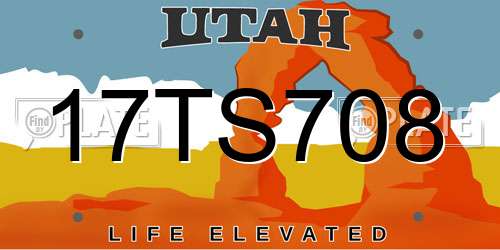 17TS708 Utah License Plate