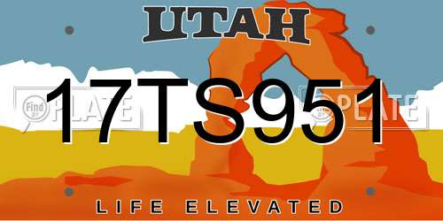 17TS951 Utah License Plate