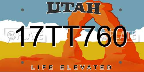 17TT760 Utah License Plate