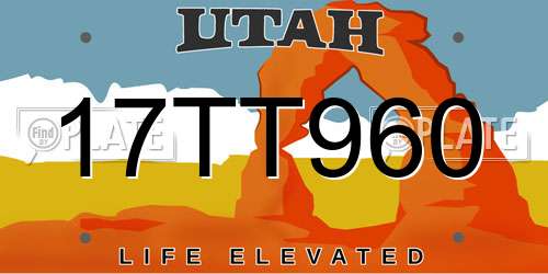 17TT960 Utah License Plate