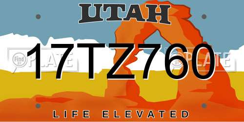 17TZ760 Utah License Plate